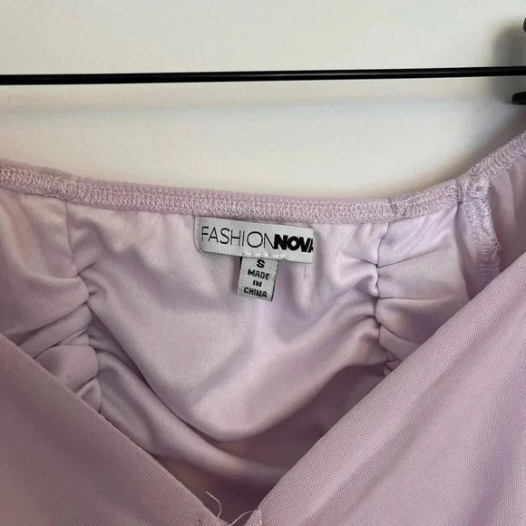 5/20$Fashion nova front drawstring statement sleeves lavender crop  top - Picture 4 of 7